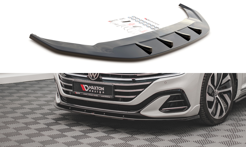 Maxton Design Front Ansatz V.2 für Volkswagen Arteon R-Line Facelift schwarz Hochglanz