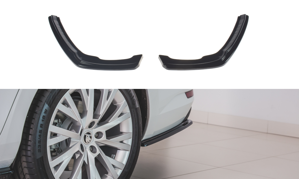 Maxton Design Heck Ansatz Flaps Diffusor für Skoda Superb Mk3 FL Hatchback / Kombi schwarz Hochglanz