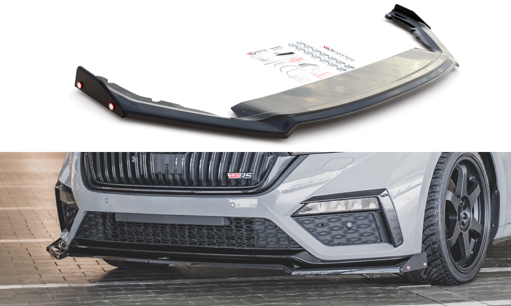 Maxton Design Front Ansatz V.2 +Flaps für Skoda Octavia RS Mk4