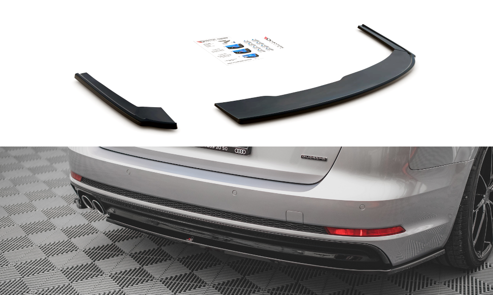 Maxton Design Heck Ansatz Flaps Diffusor V.2 für Audi A4 S-Line B9 schwarz Hochglanz