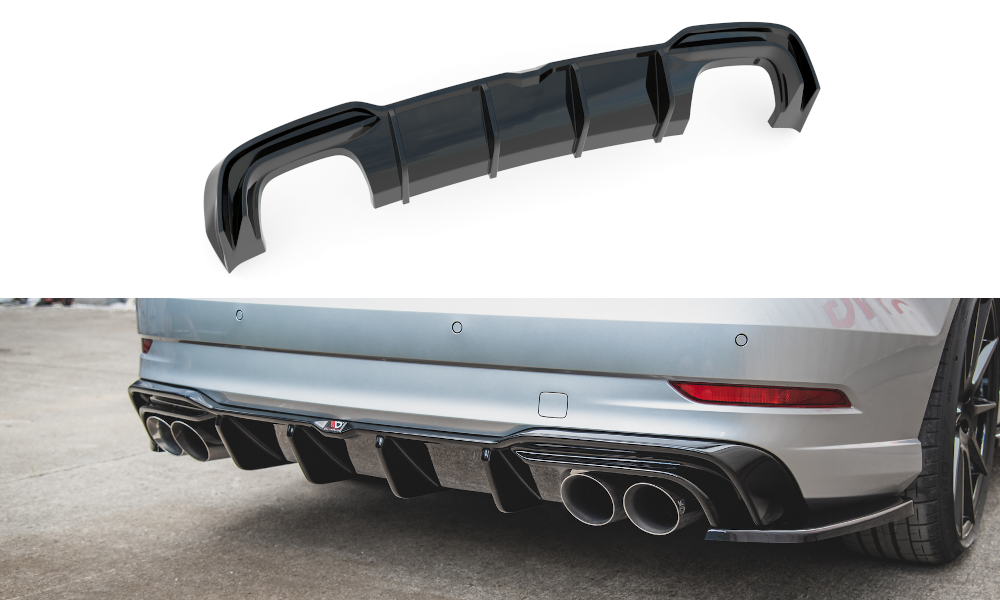 Maxton Design Diffusor Heck Ansatz für Audi S3 Limousine 8V Facelift schwarz Hochglanz