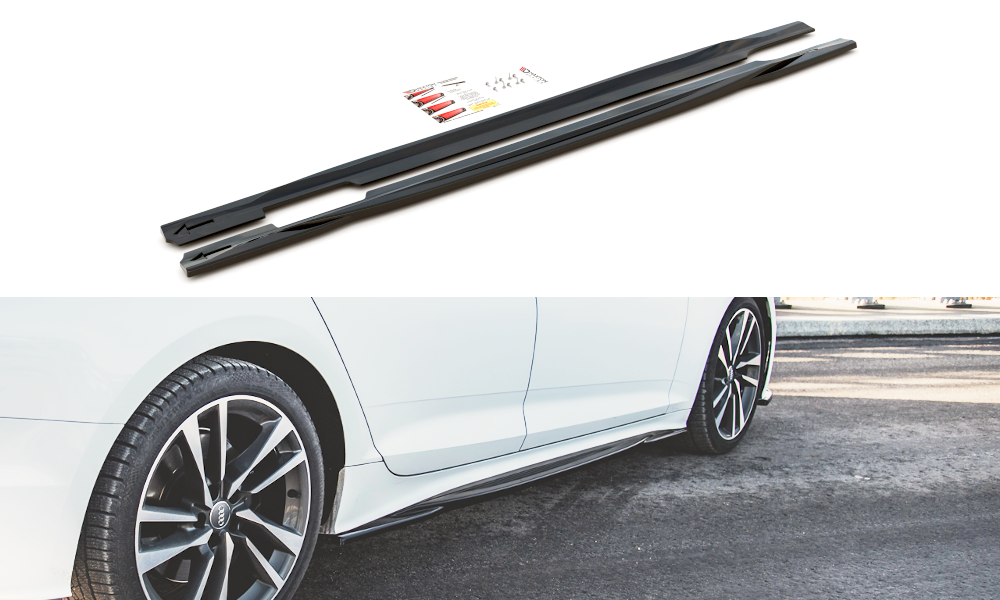 Maxton Design Seitenschweller Ansatz für Audi S5 / A5 S-Line Sportback F5 Facelift schwarz Hochglanz