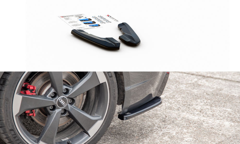 Maxton Design Heck Ansatz Flaps Diffusor V.2 für Audi RS3 8V Sportback schwarz Hochglanz