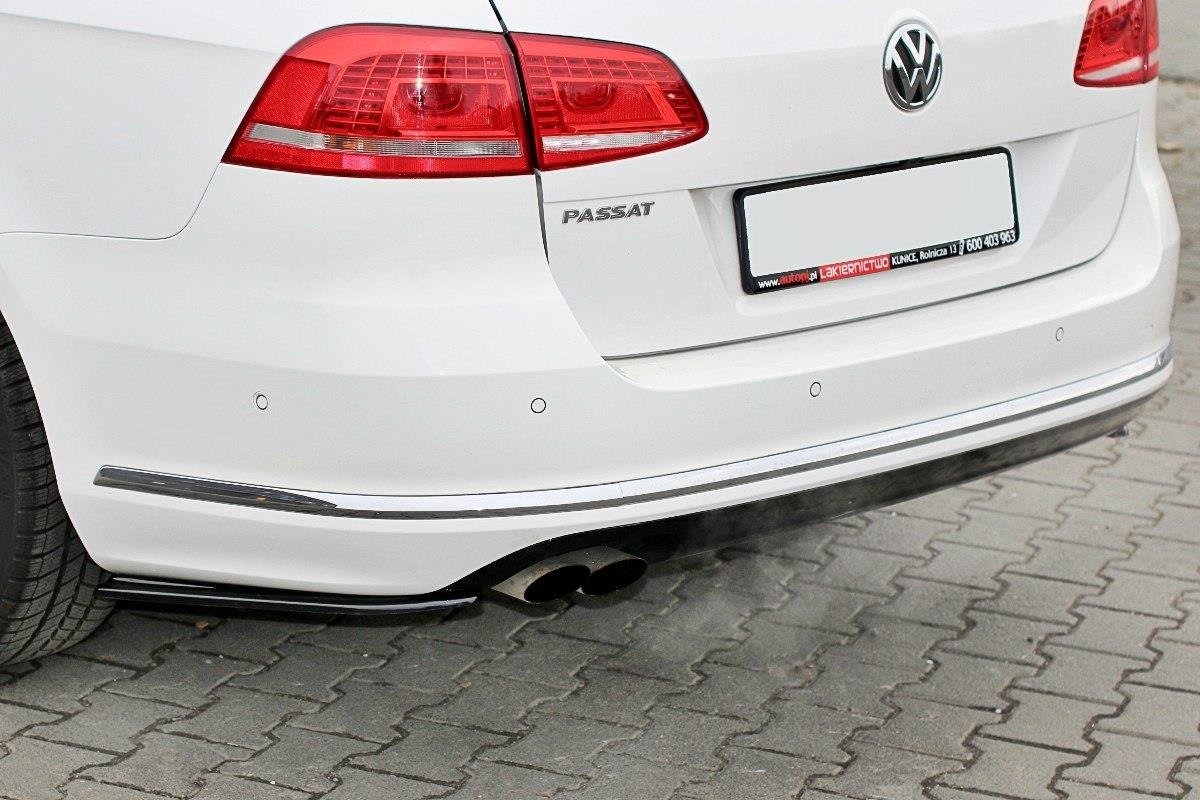 Maxton Design Heck Ansatz Flaps Diffusor für Vw Passat B7 R-Line Variant schwarz Hochglanz