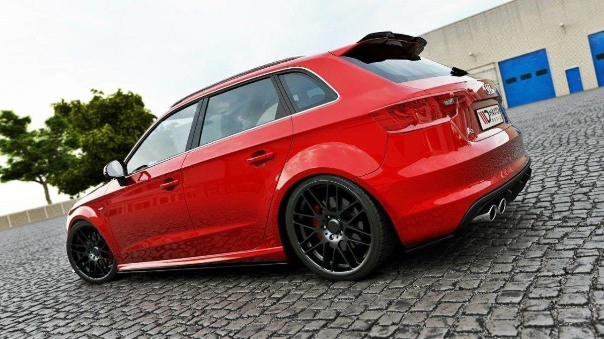 Maxton Design Seitenschweller Ansatz für Audi S3 / A3 S-Line 8V / 8V FL Sportback schwarz Hochglanz