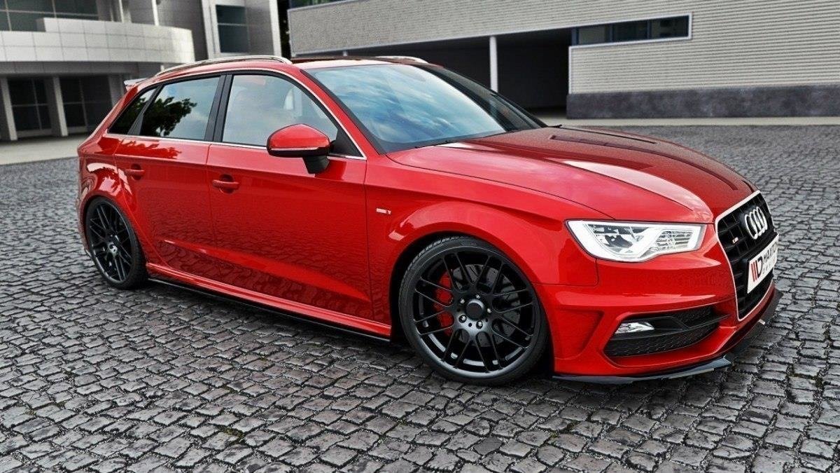 Maxton Design Seitenschweller Ansatz für Audi S3 / A3 S-Line 8V / 8V FL Sportback schwarz Hochglanz