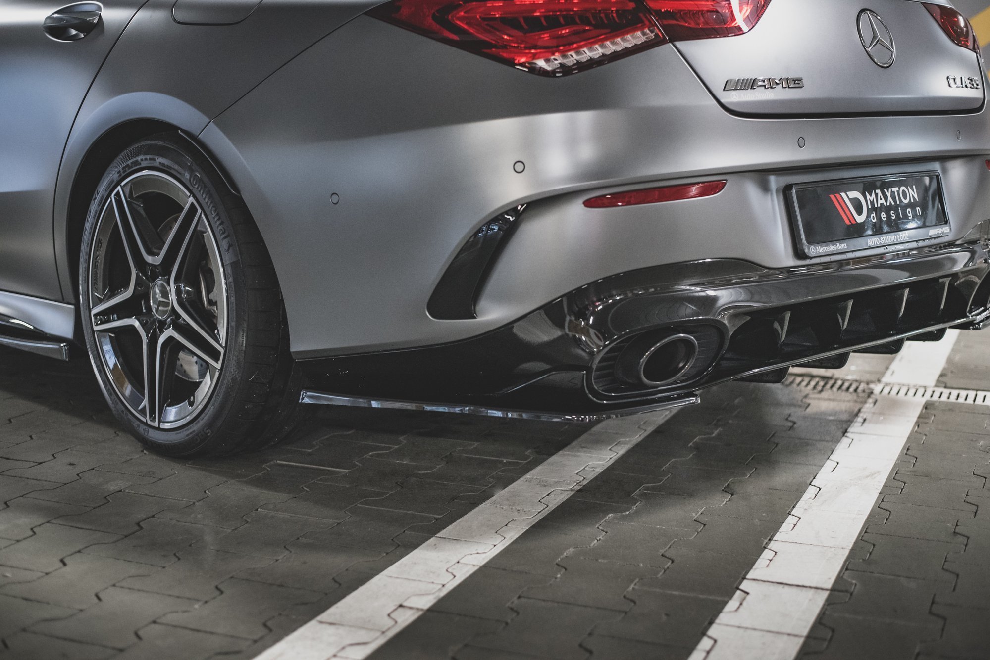 Maxton Design Heck Ansatz Flaps Diffusor für Mercedes-AMG CLA 35 Aero / 45 Aero C118 schwarz Hochglanz