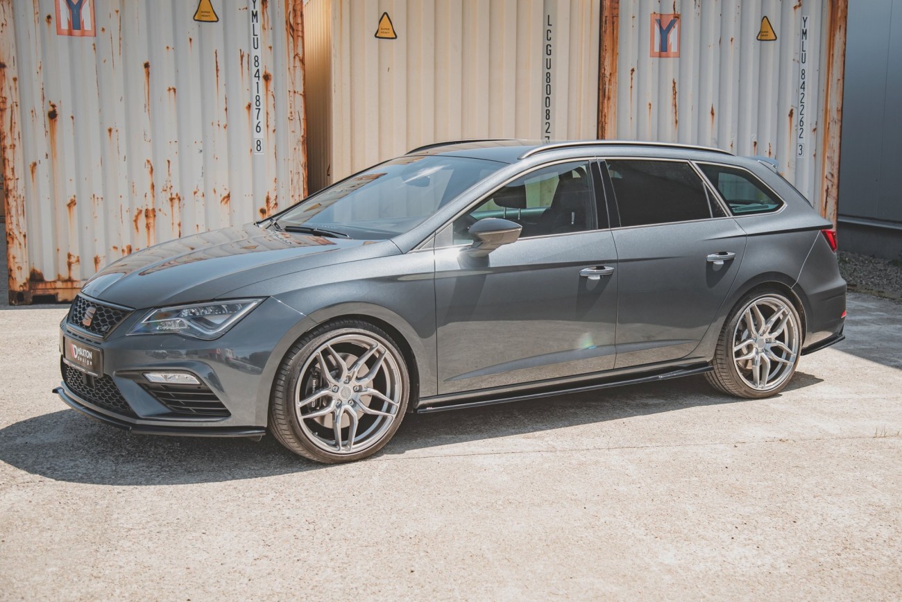 Maxton Design Seitenschweller Ansatz Cup Leisten V.5 für Seat Leon Mk3 Cupra/ FR Facelift schwarz Hochglanz 