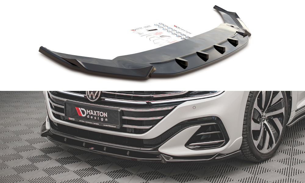 Maxton Design Front Ansatz V.1 für Volkswagen Arteon R-Line Facelift schwarz Hochglanz