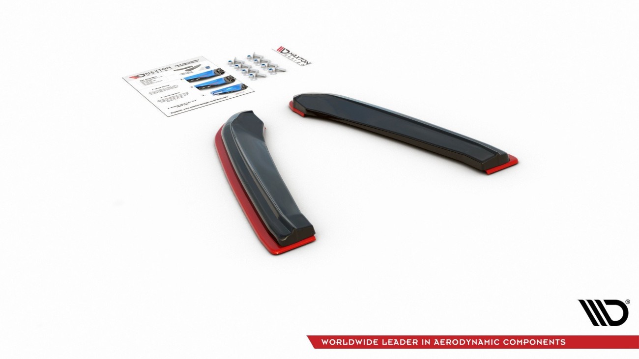 Maxton Design Heck Ansatz Flaps Diffusor V.1 für Seat Leon Mk3 Cupra ST FL schwarz+Rot Hochglanz