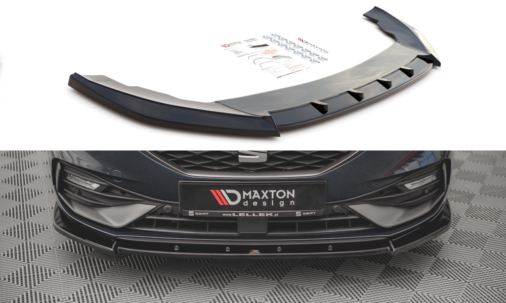 Maxton Design Front Ansatz V.1 für Seat Leon FR Mk4 schwarz Hochglanz
