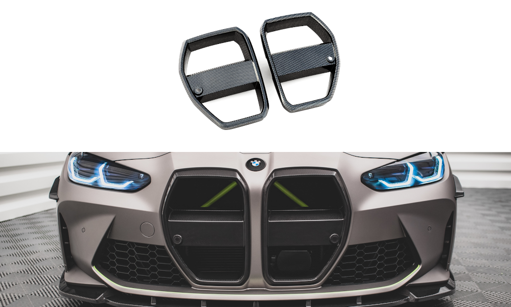 Maxton Design Carbon Fiber Front Grill + License Plate Holder Base BMW M4 G82  / M3 G80