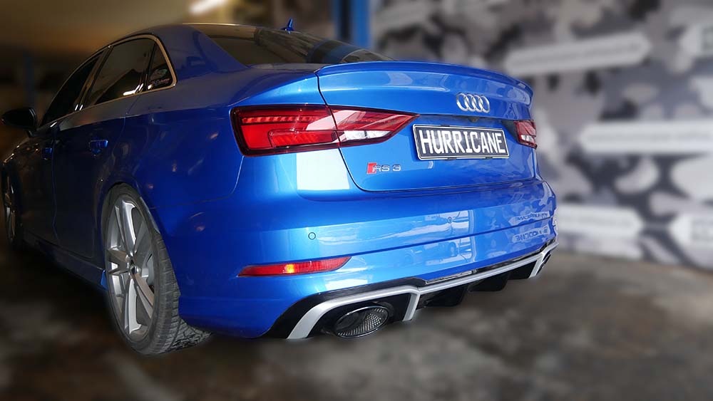 Hurricane 3,5" Auspuffanlage für Audi RS3 8V 400PS FL Limo. non OPF Hurricane 3,5" Auspuffanlage für Audi RS3 8V 400PS FL Limo. non OPF