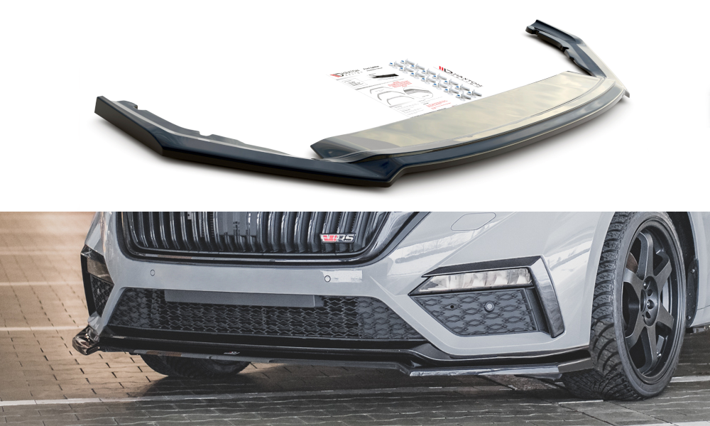 Maxton Design Front Ansatz V.4 für Skoda Octavia RS Mk4 schwarz Hochglanz