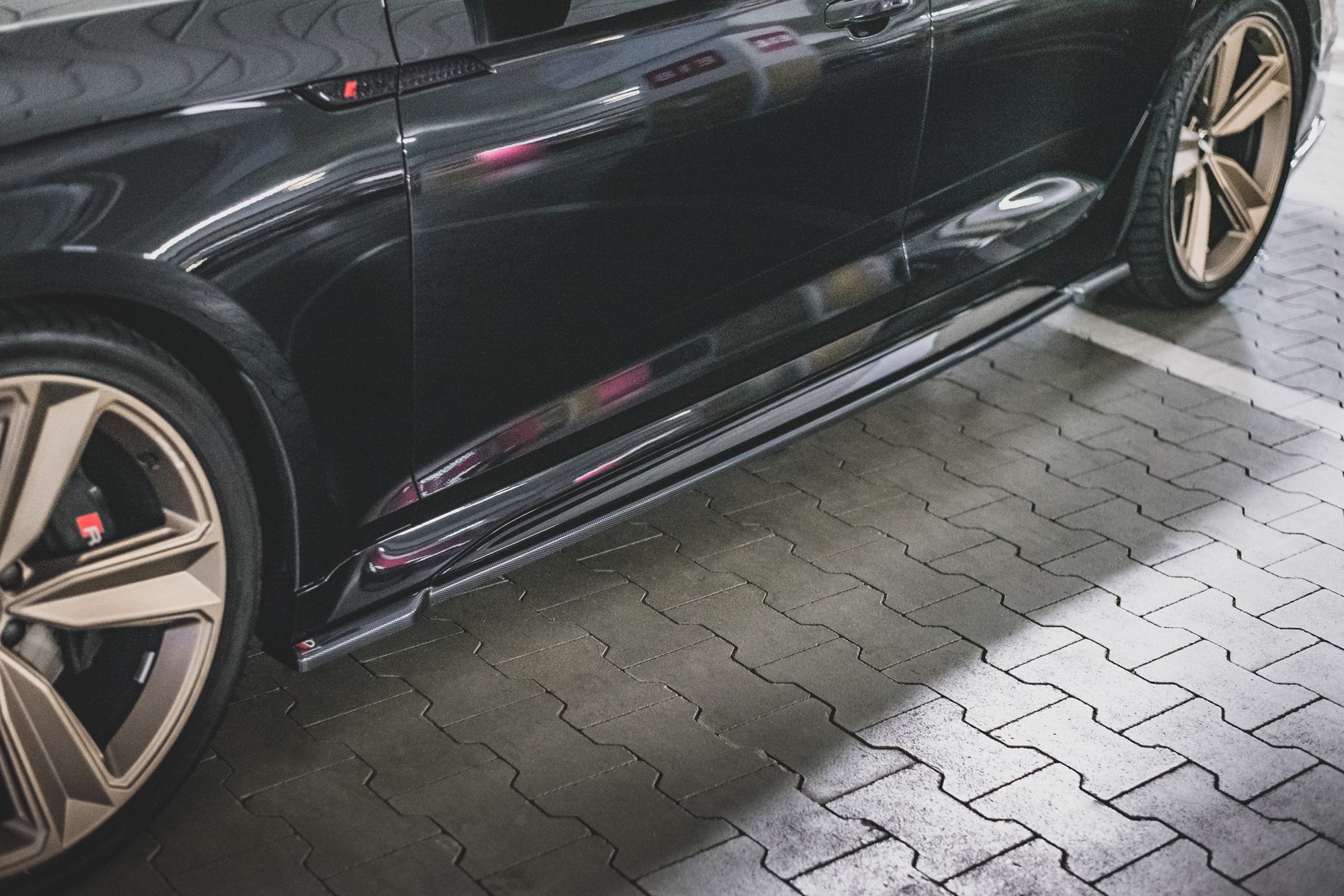 Maxton Design Seitenschweller Ansatz für Audi RS5 Sportback F5 Facelift schwarz Hochglanz