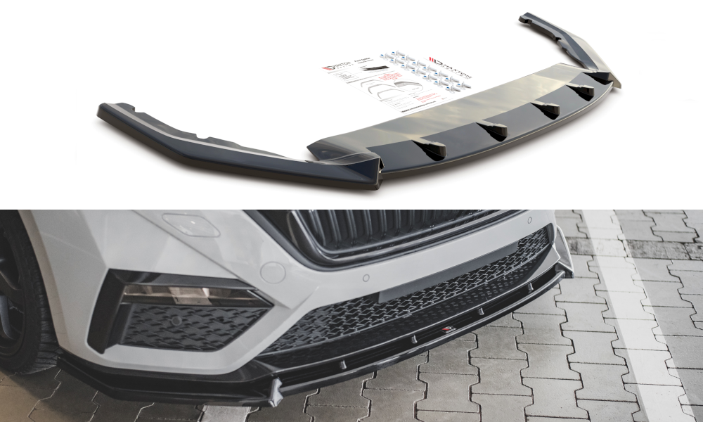Maxton Design Front Ansatz V.1 für Skoda Octavia RS Mk4 schwarz Hochglanz