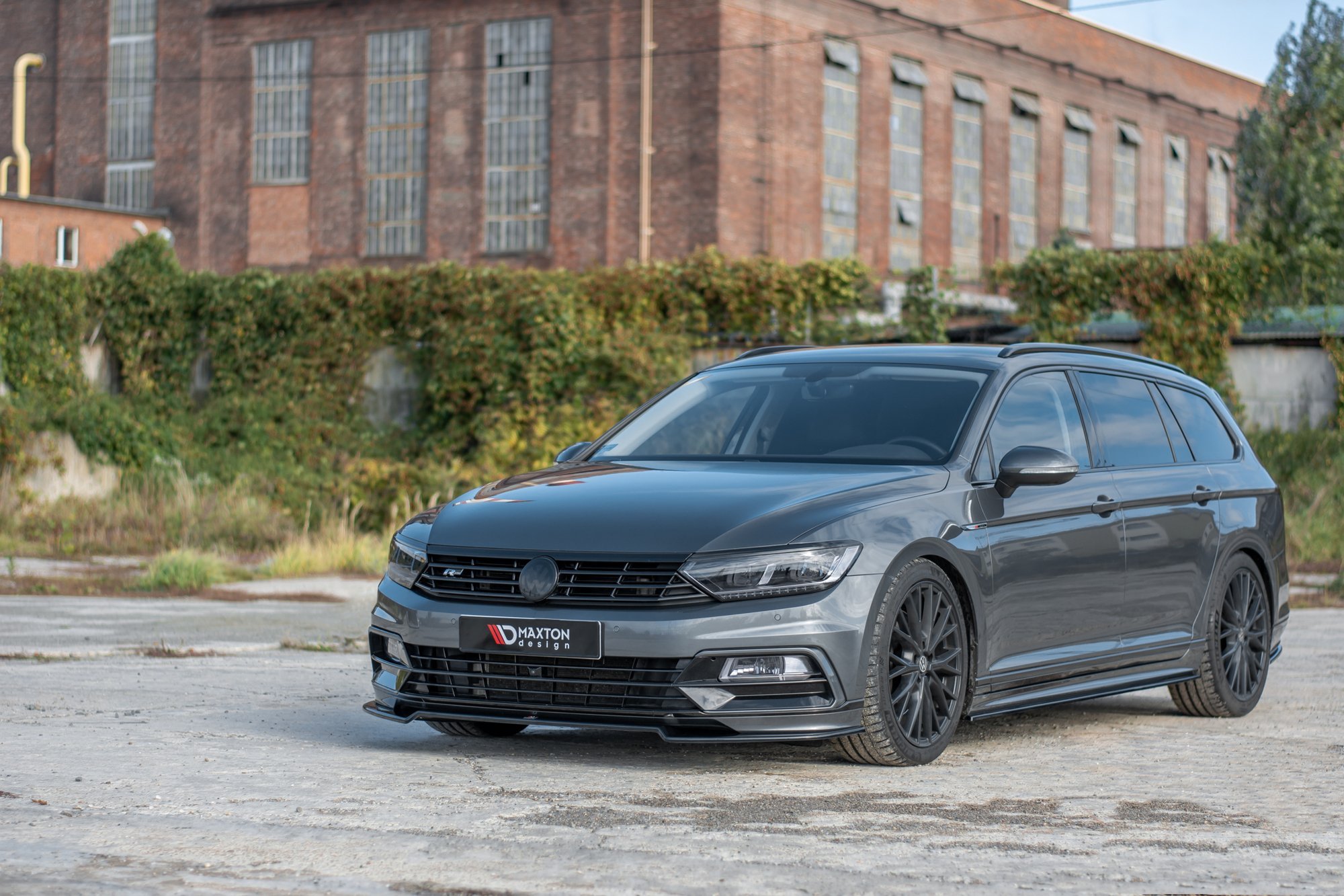 Maxton Design Front Ansatz V.2 für Volkswagen Passat R-Line B8 schwarz Hochglanz