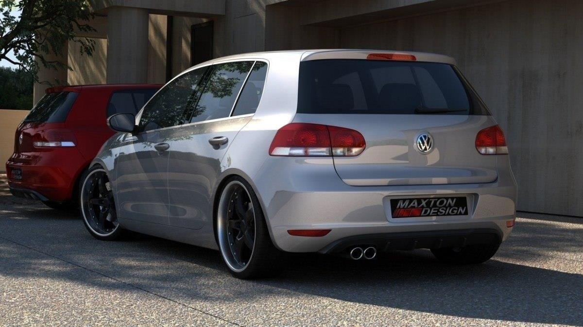 Maxton Design Diffusor Heck Ansatz für VW GOLF 6 MIT 1 AUSPUFF schwarz Hochglanz