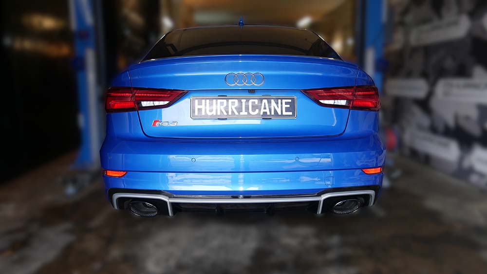 Hurricane 3,5" Auspuffanlage für Audi RS3 8V 400PS FL Limo. non OPF Hurricane 3,5" Auspuffanlage für Audi RS3 8V 400PS FL Limo. non OPF