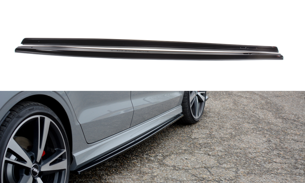Maxton Design Seitenschweller Ansatz für Audi RS3 8V FL Limousine schwarz Hochglanz