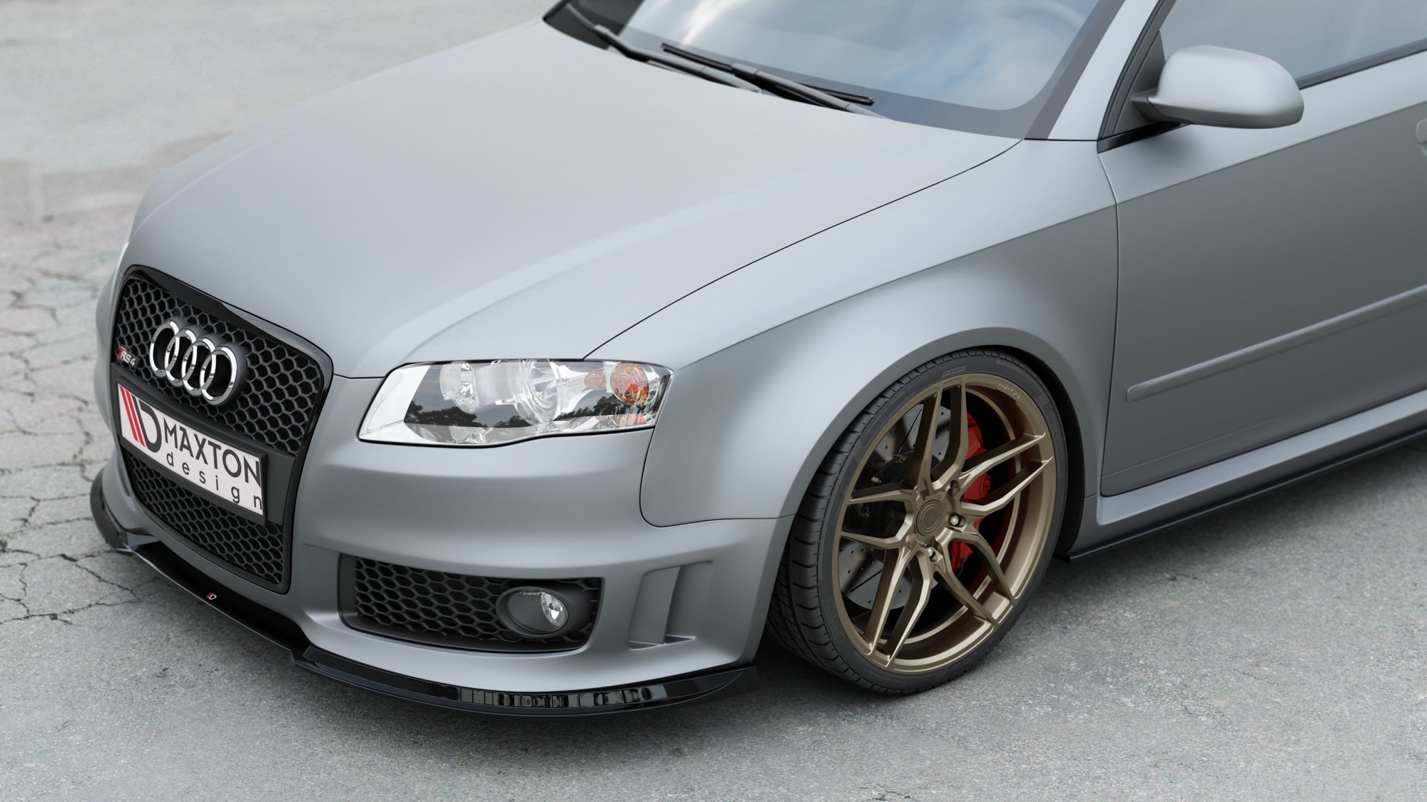 Maxton Design Front Ansatz V.1 für Audi RS4 B7 schwarz Hochglanz