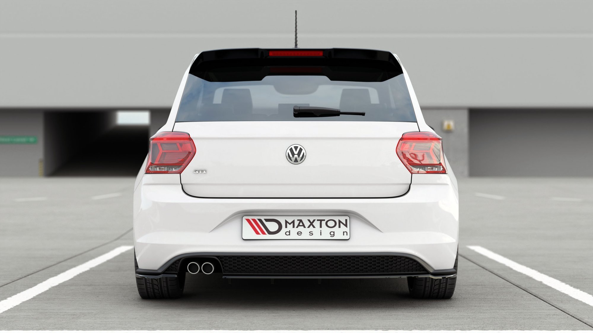 Maxton Design Heck Ansatz Flaps Diffusor V.2 für VW Polo GTI Mk6 schwarz Hochglanz