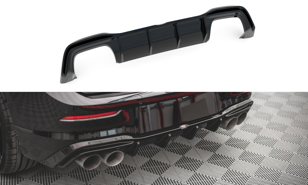 Maxton Design Diffusor Heck Ansatz V.2 für Volkswagen Golf R Mk8 schwarz Hochglanz