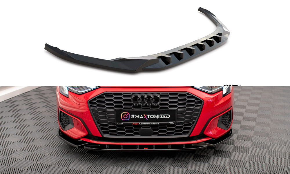 Maxton Design Front Ansatz V.1 für Audi A3 8Y schwarz Hochglanz