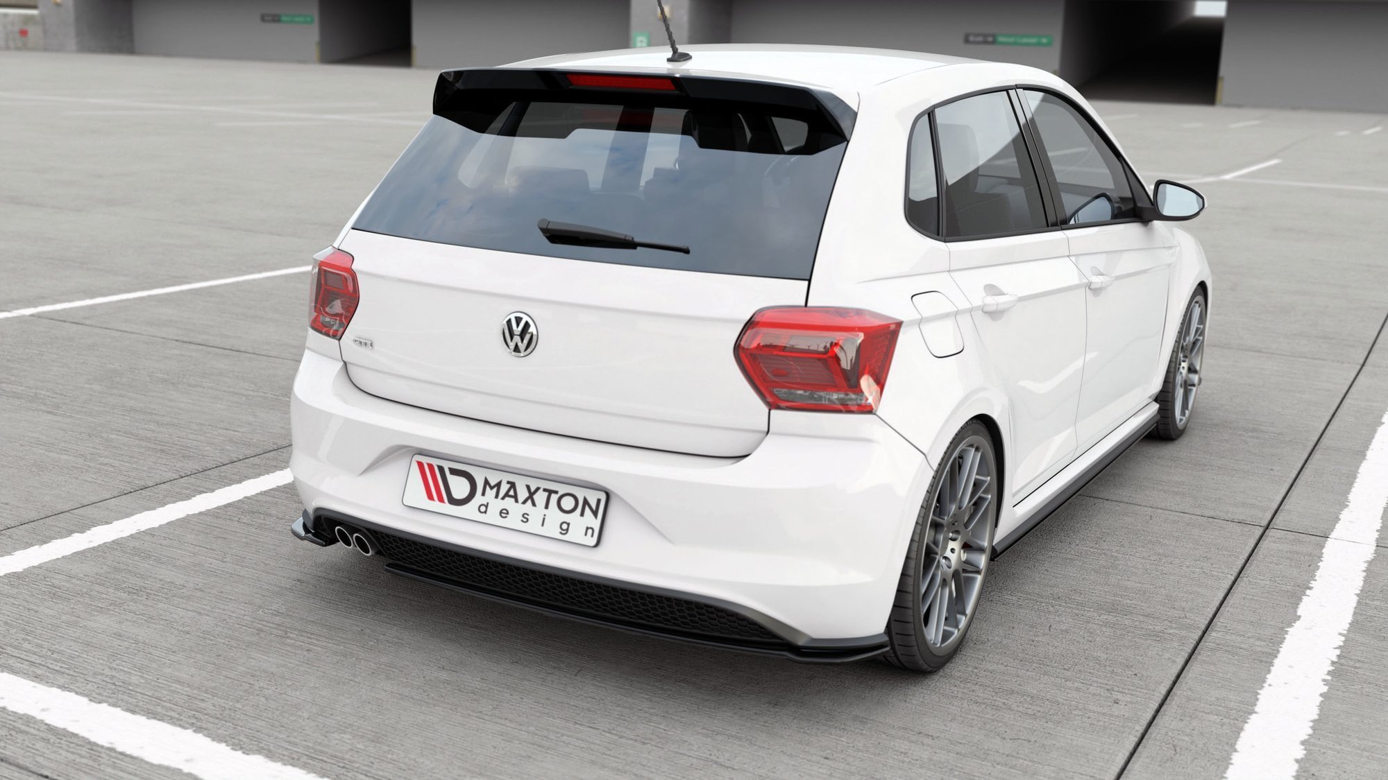 Maxton Design Heck Ansatz Flaps Diffusor V.2 für VW Polo GTI Mk6 schwarz Hochglanz