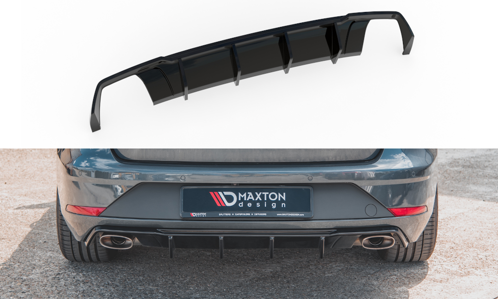 Maxton Design Heck Ansatz Diffusor V.2 für Seat Leon Cupra ST Mk3 FL schwarz Hochglanz