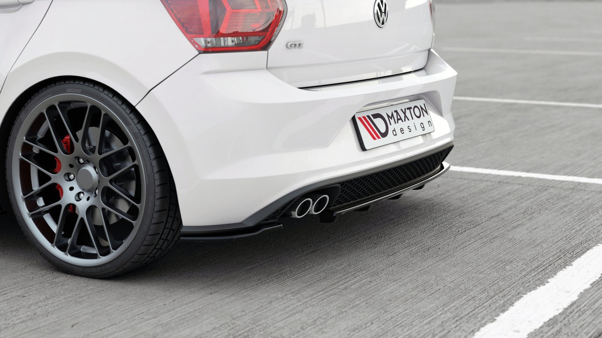 Maxton Design Mittlerer Diffusor Heck Ansatz DTM Look für VW Polo 6 GTI Mk6 schwarz Hochglanz