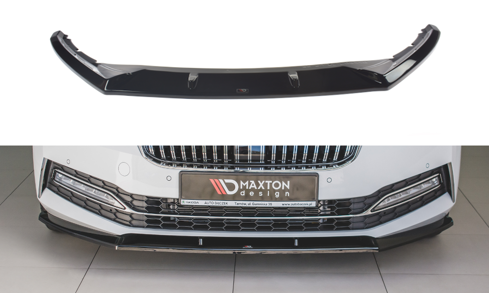 Maxton Design Front Ansatz V.2 für Skoda Superb Mk3 FL schwarz Hochglanz