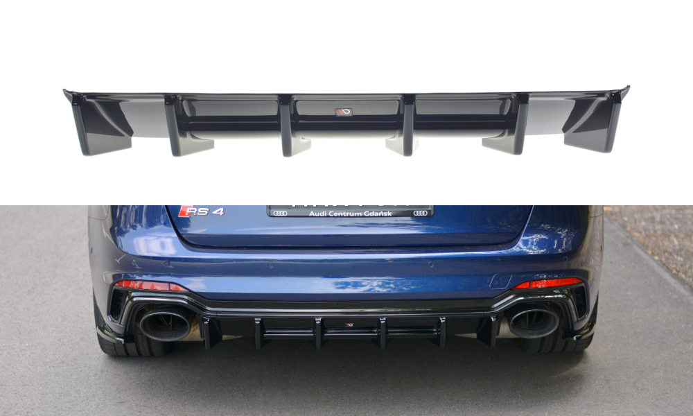Maxton Design Diffusor Heck Ansatz für Audi RS4 B9 Avant schwarz Hochglanz
