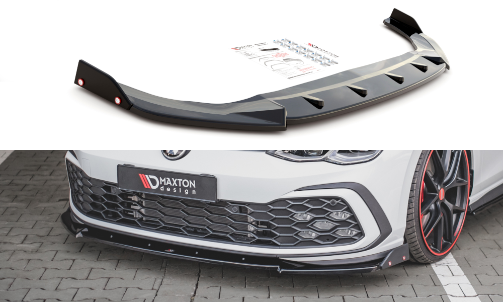 Maxton Design Front Ansatz V.3 +Flaps für Volkswagen Golf 8 GTI