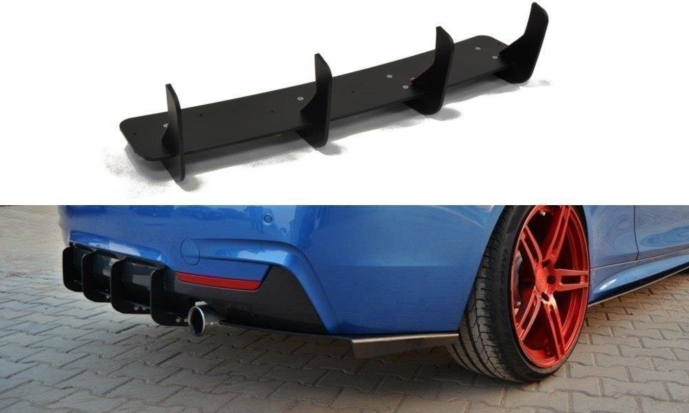 Maxton Design Diffusor Heck Ansatz für Heckschürze für & Heck Ansatz Flaps Diffusor für BMW 4er F32 M Paket