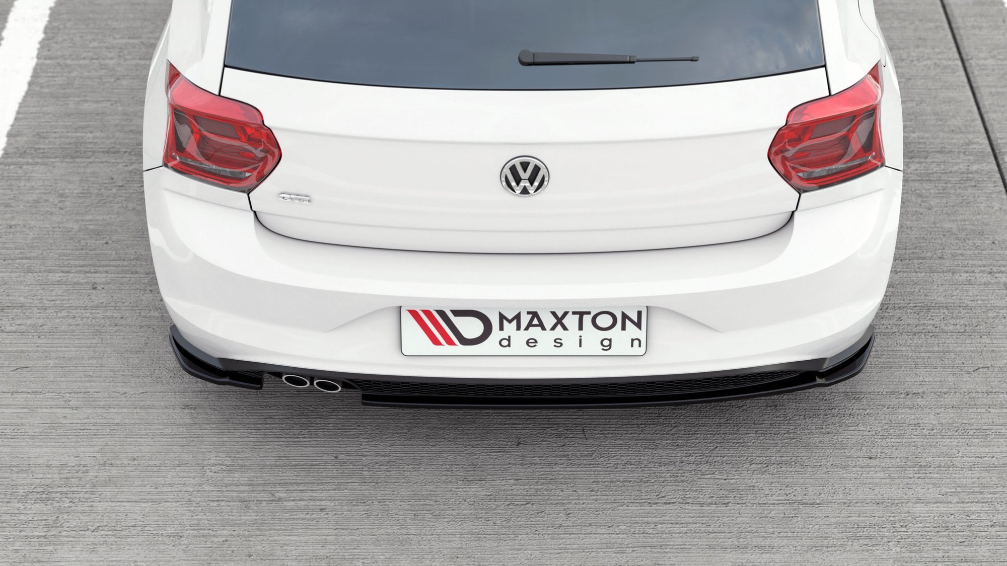 Maxton Design Heck Ansatz Flaps Diffusor V.2 für VW Polo GTI Mk6 schwarz Hochglanz