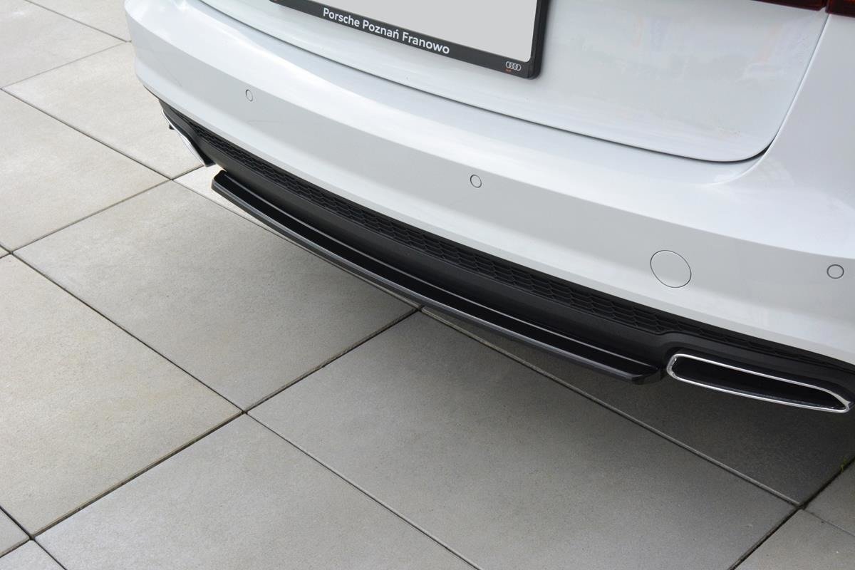 Maxton Design Mittlerer Diffusor Heck Ansatz für Audi A6 C7 Avant S-line Facelift schwarz Hochglanz