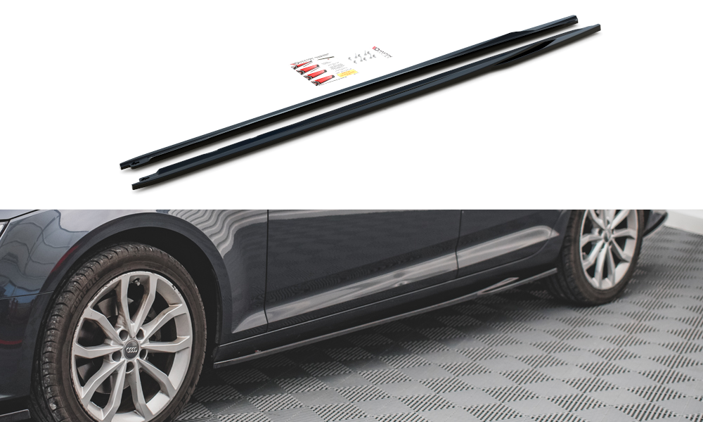 Maxton Design Seitenschweller Ansatz für Audi A4 Avant B9 schwarz Hochglanz