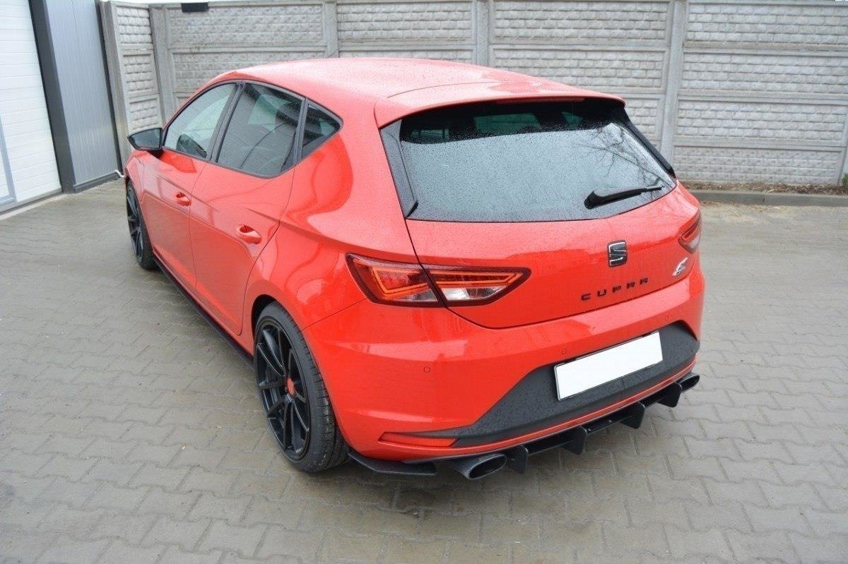 Maxton Design SEAT LEON III CUPRA Diffusor Heck Ansatz für Heckschürze für & Heck Ansatz Flaps Diffusor für