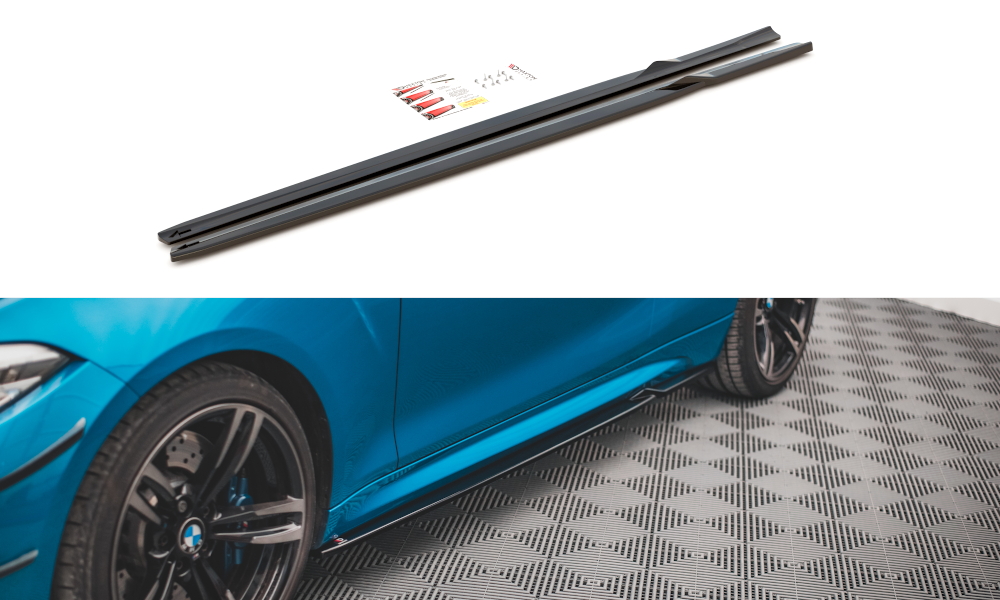 Maxton Design Seitenschweller Ansatz für V.2 für BMW M2 F87 schwarz Hochglanz