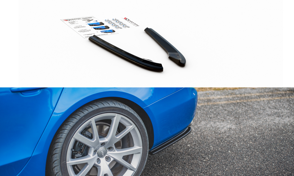 Maxton Design Heck Ansatz Flaps Diffusor für Audi S4 / A4 S-Line B8 Limousine schwarz Hochglanz