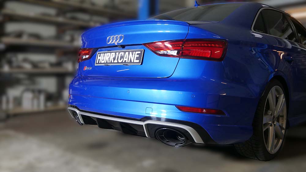 Hurricane 3,5" Auspuffanlage für Audi RS3 8V 400PS FL Limo. non OPF Hurricane 3,5" Auspuffanlage für Audi RS3 8V 400PS FL Limo. non OPF