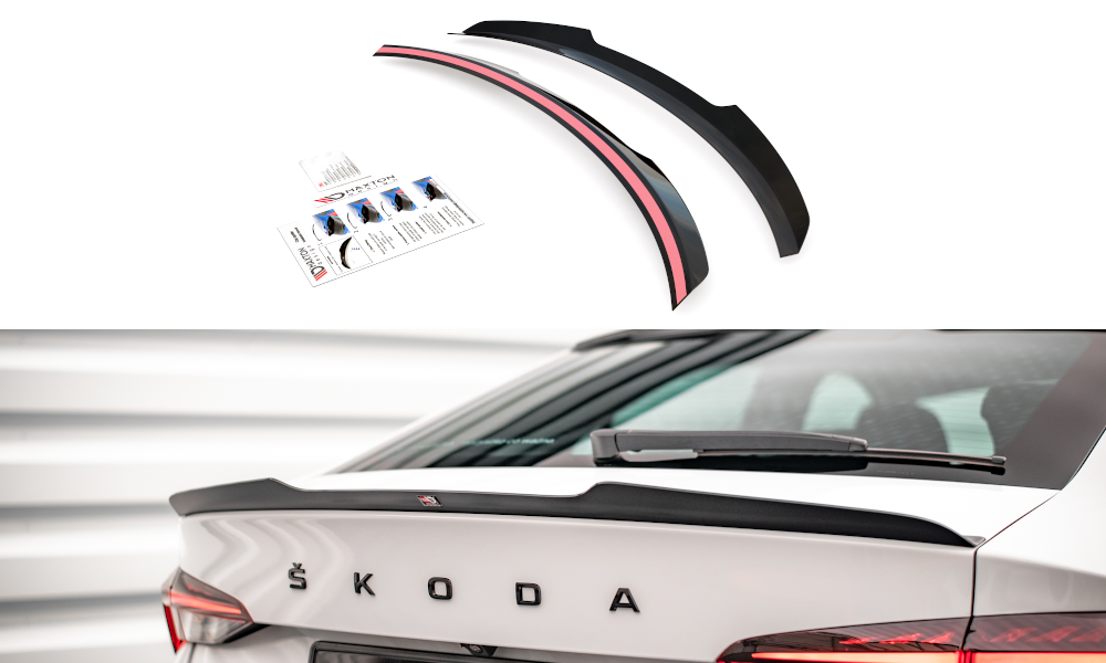 Maxton Design Spoiler CAP für Skoda Octavia Liftback Mk4 schwarz Hochglanz