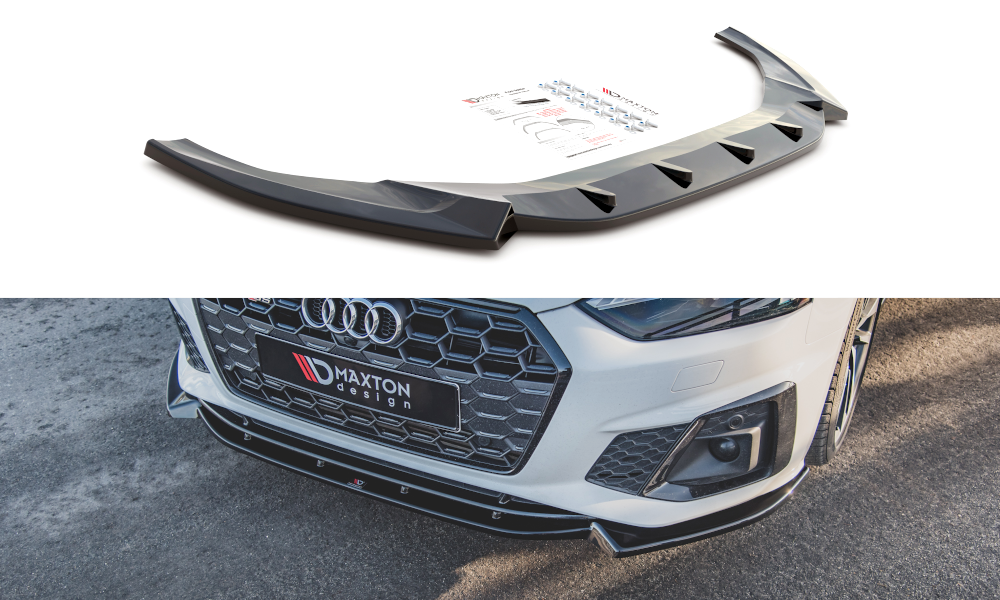 Maxton Design Front Ansatz V.2 für Audi S5 / A5 S-Line F5 Facelift schwarz Hochglanz