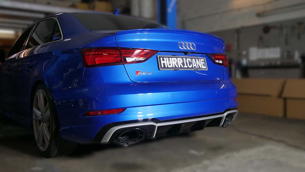 Hurricane 3,5" Auspuffanlage für Audi RS3 8V 400PS FL Limo. non OPF Hurricane 3,5" Auspuffanlage für Audi RS3 8V 400PS FL Limo. non OPF