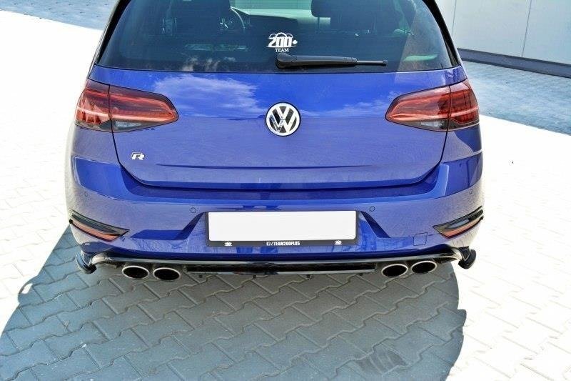 Maxton Design Heck Ansatz Flaps Diffusor für VW Golf 7 R / R-Line Facelift schwarz Hochglanz
