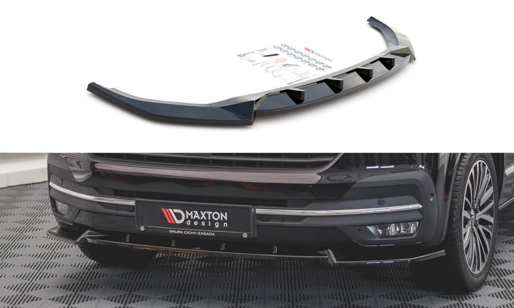 Maxton Design Front Ansatz V.1 für Volkswagen T6 Facelift schwarz Hochglanz