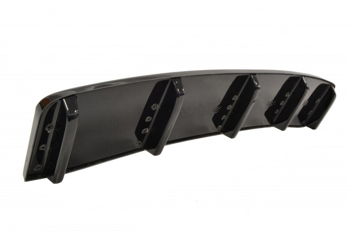 Maxton Design Mittlerer Diffusor Heck Ansatz für AUDI A7 S-LINE (FACELIFT) im DTM LOOK schwarz Hochglanz