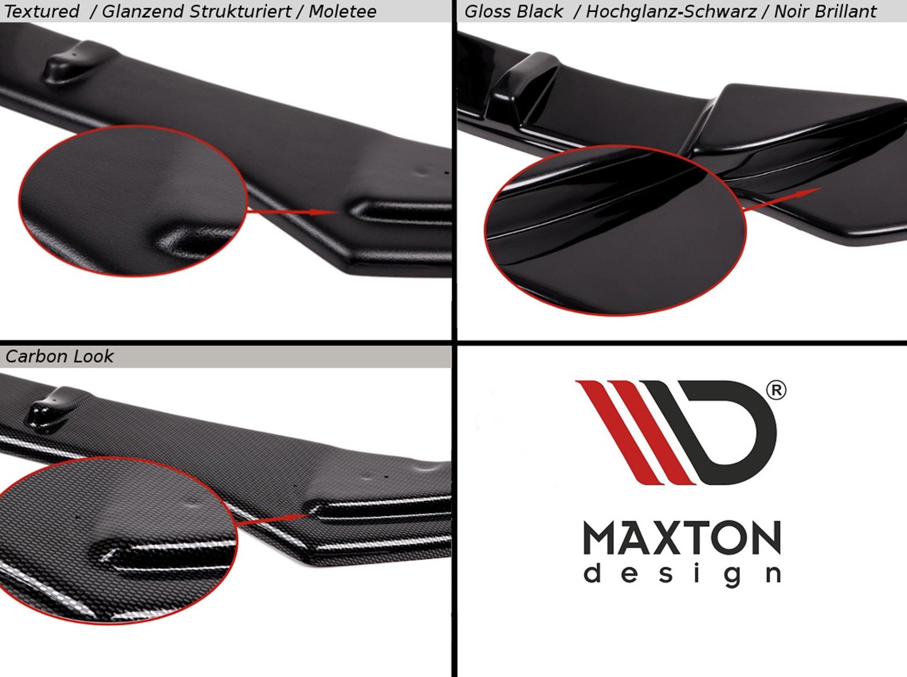 Maxton Design Front Ansatz V.2 für Volkswagen T-Roc Mk1 schwarz Hochglanz