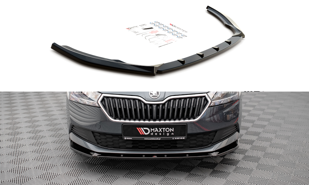 Maxton Design Front Ansatz für Skoda Fabia Mk3 Facelift schwarz Hochglanz